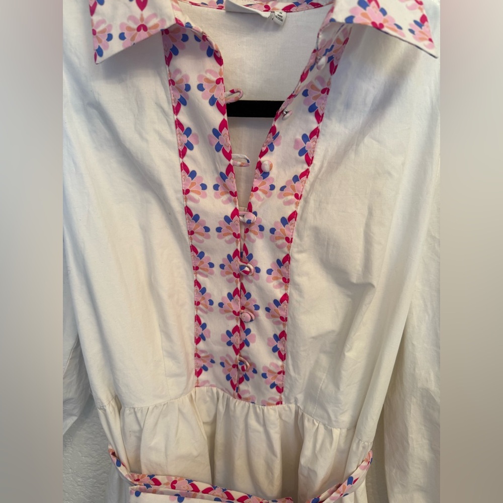 Hermoza Embroidered 100% Cotton Shirt Multi- Floral Cross Stitch Dress  S-Small - Picture 7 of 17